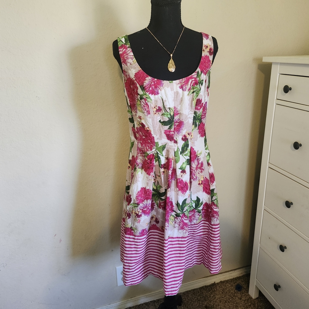 Nine West Pink Floral Midi Dress